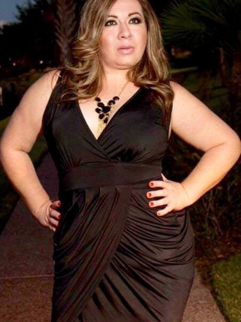 Symphony Black V-Neck Ruched Wrap Dress